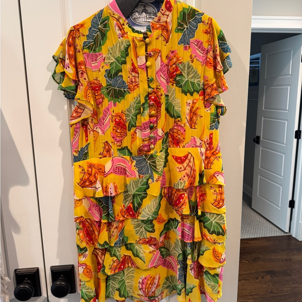 FARM Rio Yellow Tropical Print Dress